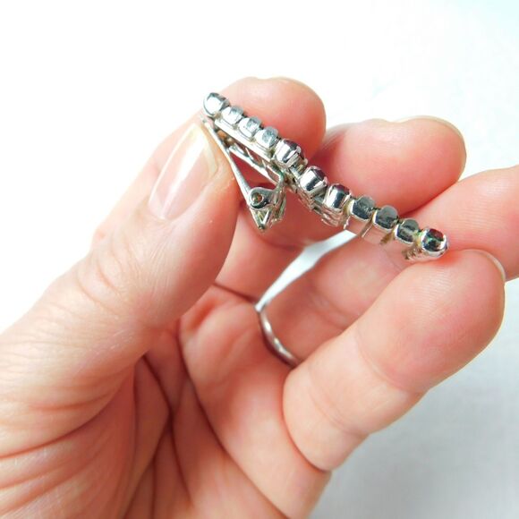 Vintage Clear & Red Rhinestone Clip-On Earrings, Lot of 2 Austria (Red) Dressy - Picture 9 of 16